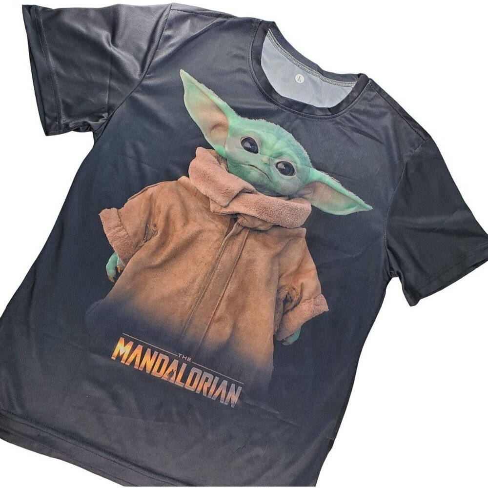 Star Wars Mandalorian Tee Shirt Men Grogu Yoda Graphic Knit Short Sleeve Top